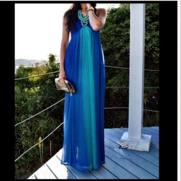 H&M Dresses & Skirts - H&M Blue Green Maxi Formal Dress